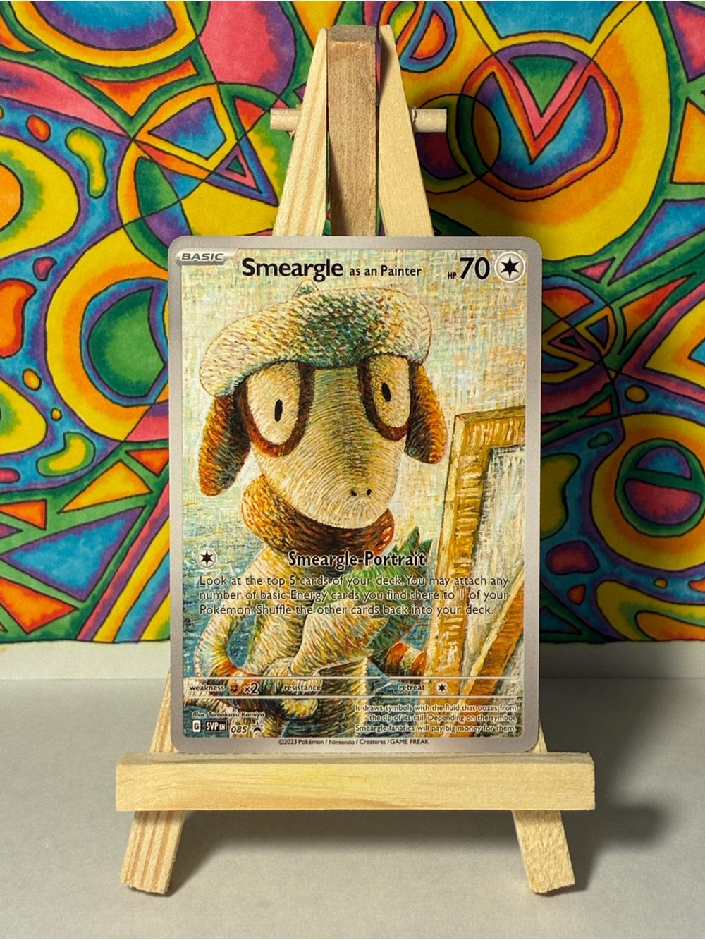 Smeargle Portrait Collectible Pokemon Fan Art Card Van Gogh Style - White/Beige